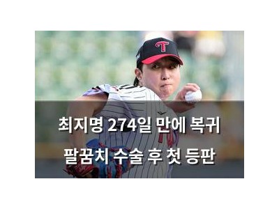 최지명 274일 만에 복귀 팔꿈치 수술 후 첫 등판 썸네일