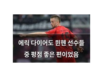 에릭 다이어도 뮌헨 선수들 중 평점 좋은 편이었음 썸네일